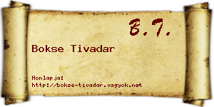 Bokse Tivadar névjegykártya